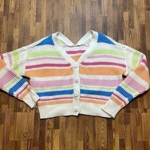 Jessica Simpson pastel multicolor, button-down cardigan, crop style size XS